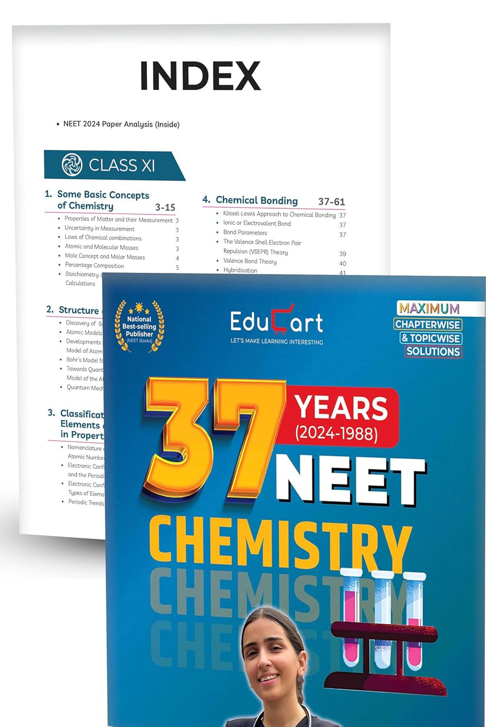Educart NEET 37 Years Physics, Chemistry and Biology Solved Papers (PYQs) Chapterwise and Topicwise for NEET 2025 Exam
