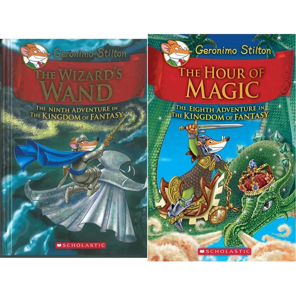 Geronimo Stilton Kingdom of Fantasy #9: The Wizard's Wand & #8: The Hour of Magic (Set of 2 Books)