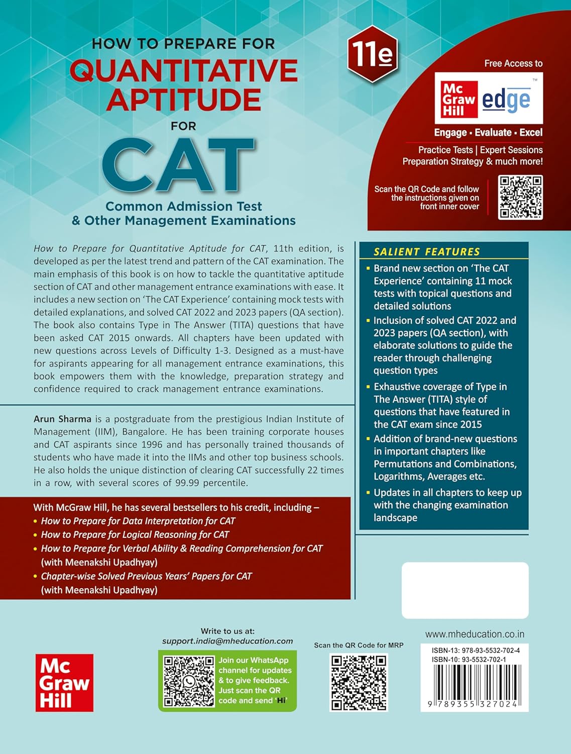 Quantitative Aptitude for CAT | 11th Edition (Latest) | Quant | CAT Preparation Exam Book 2024 | Previous Years Solved Papers (PYQ) | McGraw Hill edge Access: Mock Tests, Expert Sessions & Strategies