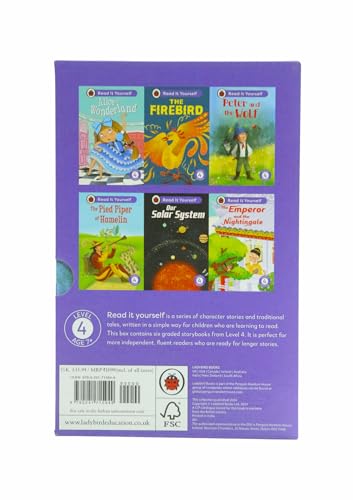 Read It Yourself with Ladybird: Fluent Readers Level 4: 6 Books Collection Box Set (Alice in Wonderland, The Pied Piper of Hamelin, Peter and the Wolf, The Firebird, and Our Solar System)