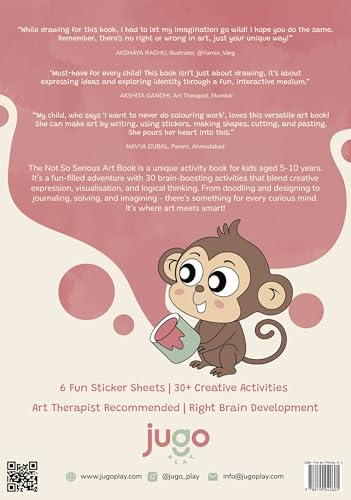 Jugo Play Not So Serious Art Book | Age 5+ | 30+ Creative Activities | 6 Fun Sticker Sheets