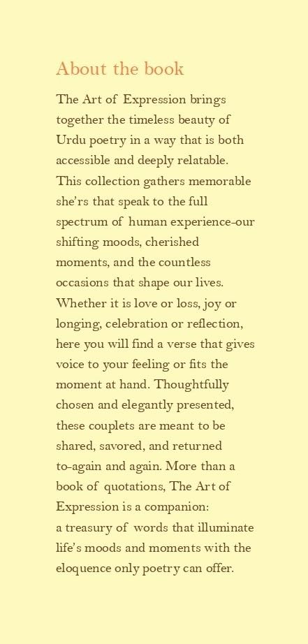 The Art of Expression - A Perfect Urdu Sher for Every Moment (HardCover)