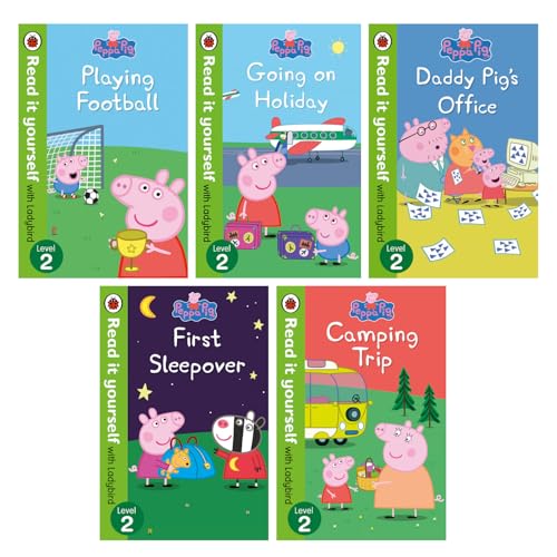 Peppa Pig Read It Yourself Tuck Box Level 2: 5 Books Tuck-Box Set (First Sleepover, Playing Football, Going on Holiday and More)