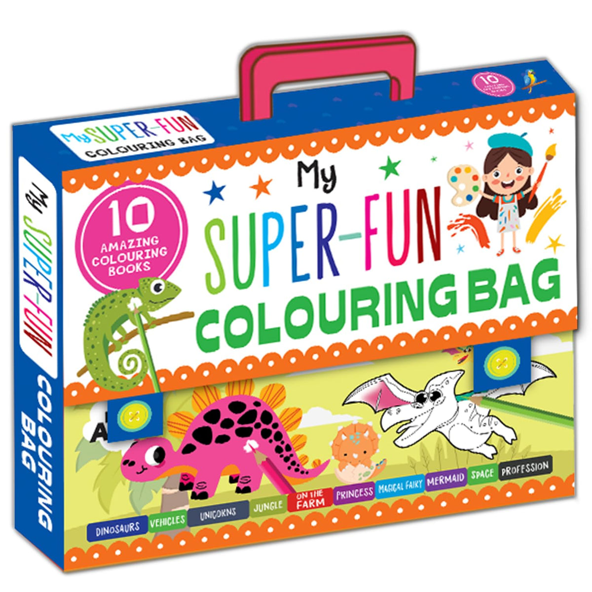 My First 10 Colouring Activity Books Boxset For Kids, Children And Toddlers - Animal, Farm, Space, Dinosaur, Vehicles, Unicorn, Jungle, Princess ... (Pack Of 10): My Super-Fun Coloring Bag