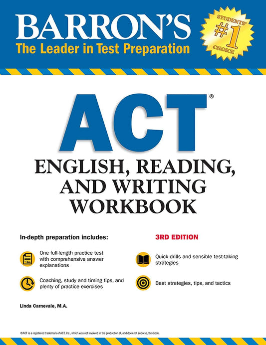 Barron's Act English, Reading, And Writing Workbook
