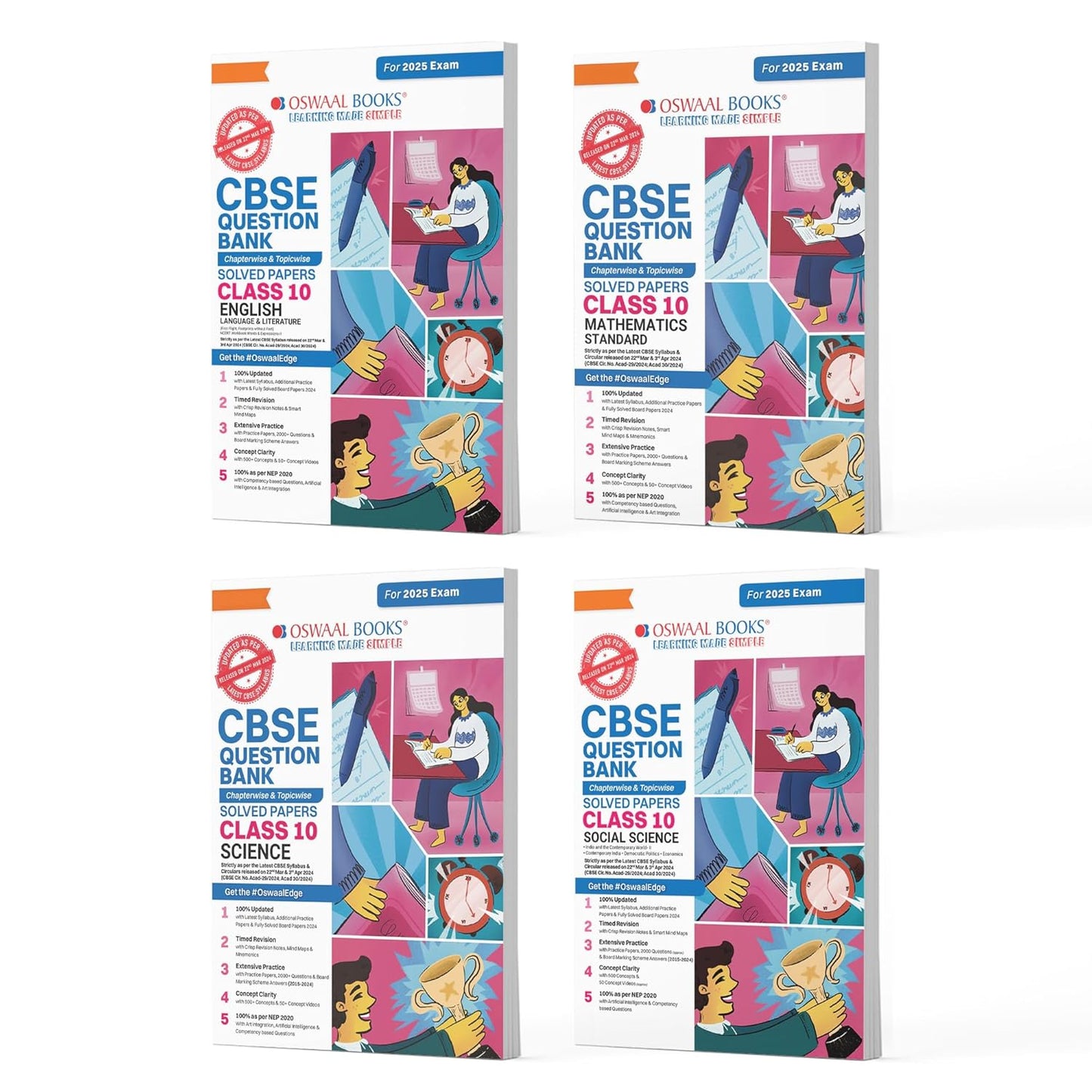 Oswaal Cbse Question Bank Class 10 Set Of 4 Books | English | Maths Standard | Science | Social Science | Chapterwise | Topicwise | Solved Papers | For 2025 Board Exams