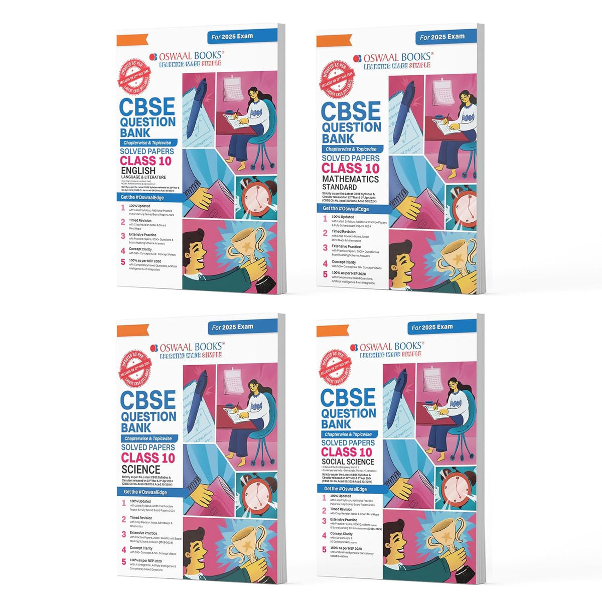 Oswaal Cbse Question Bank Class 10 Set Of 4 Books | English | Maths Standard | Science | Social Science | Chapterwise | Topicwise | Solved Papers | For 2025 Board Exams