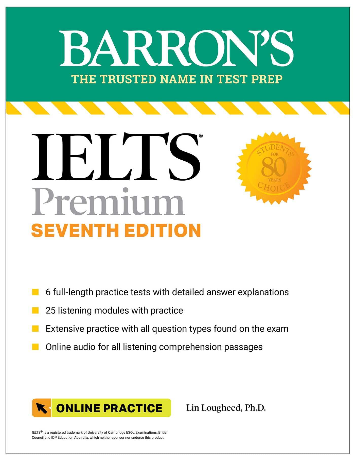Ielts Premium: 6 Practice Tests + Comprehensive Review + Online Audio, Seventh Edition (Barron's Test Prep)