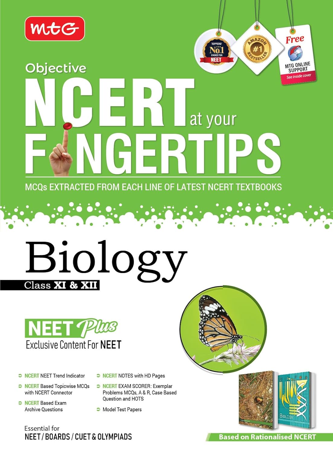 Mtg Objective Ncert At Your Fingertips Biology - Ncert Neet Trend Indicator, Notes With Hd Pages, Exam Archive & Mcqs | Neet Books (Based On Ncert Latest Pattern For 2025 Exam)