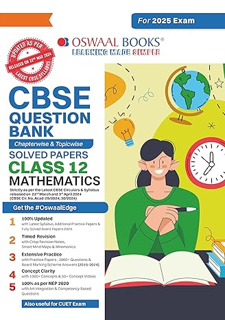 Oswaal Cbse Question Bank Class 12 Mathematics, Chapterwise And Topicwise Solved Papers For Board Exams 2025