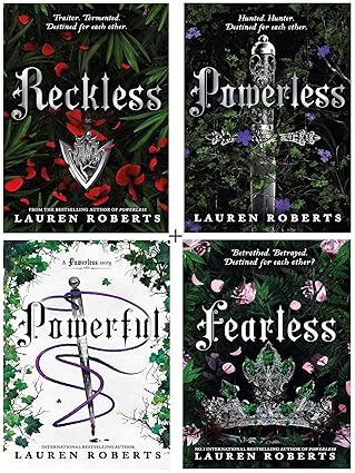 Reckless + Powerless + Powerful + Fearless – 4 Book Set by Lauren Roberts | Complete Fantasy Romance Series Paperback Collection