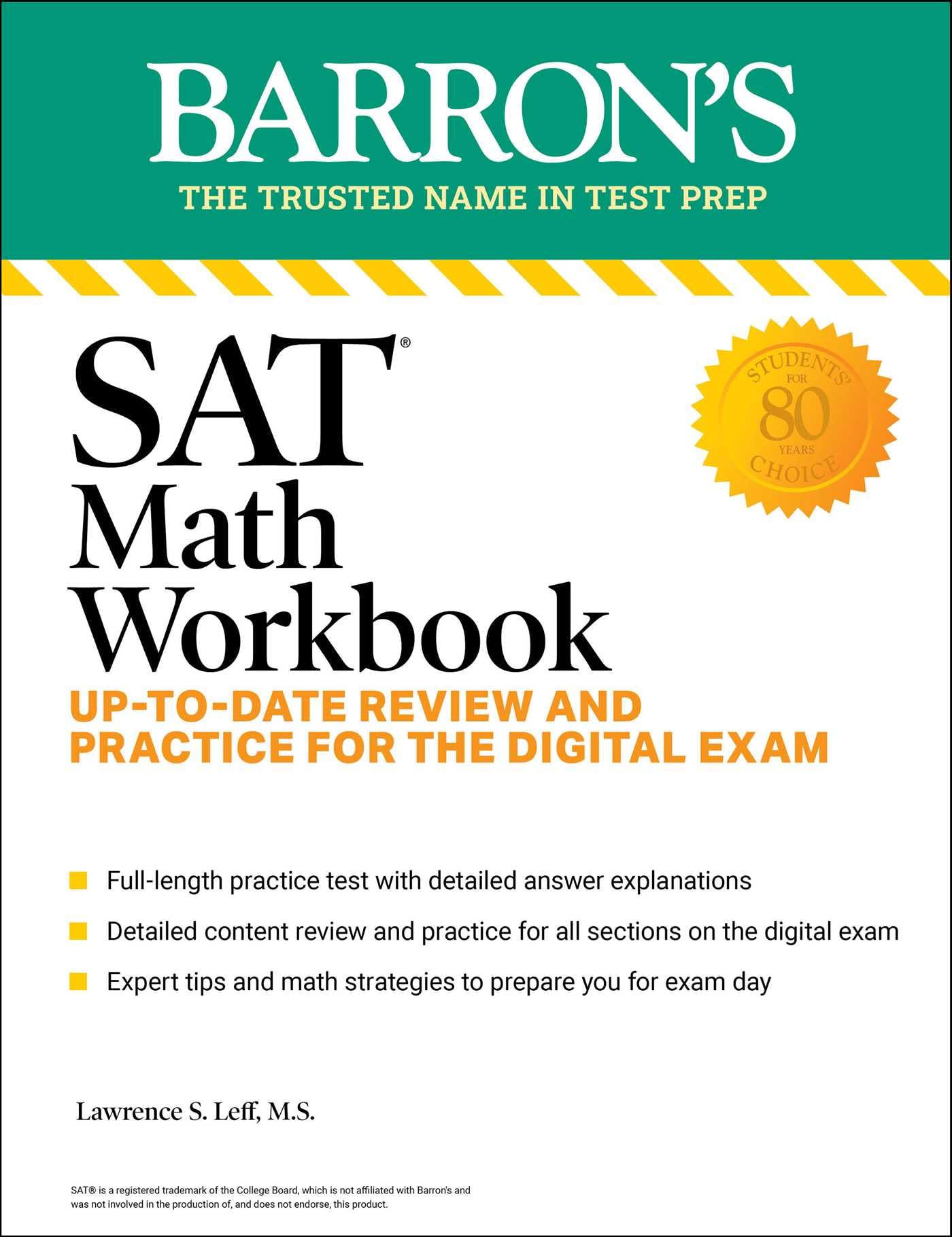 Sat Math Workbook: Up-To-Date Practice For The Digital Exam (Barron's Sat Prep)